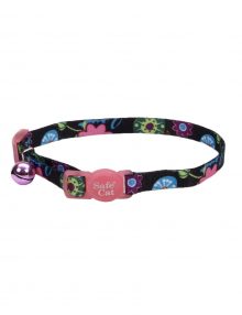 COLLAR GATO FASHION FLORES NEGRO