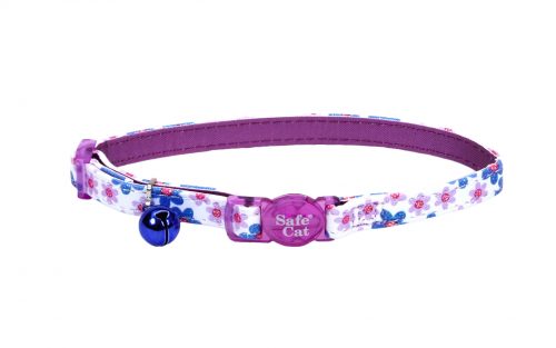 COASTAL COLLAR GATO FASHION BLANCO CON FLORES MORADO