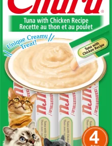 INABA CAT SNACK CHURU 4 PIEZAS - TUNA WITH CHICKEN- ATUN Y POLLO 56 GR