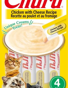INABA CAT SNACK CHURU 4 PIEZAS - CHICKEN WITH CHEESE-  POLLO Y QUESO 56 GR