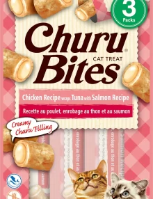 INABA CAT SNACK CHURU BITES POLLO WRAPS 3 PIEZAS - ATUN  CON SALMON 30 GR